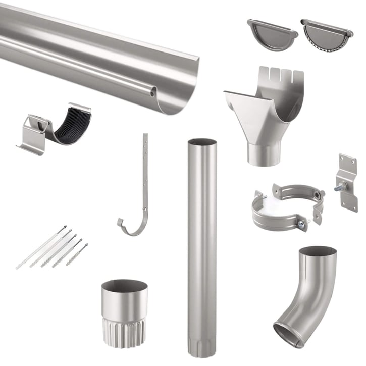 Stahl Dachrinnen Sparpaket 7 m | Ø 125/90 mm | 9007 - Graualuminium #1