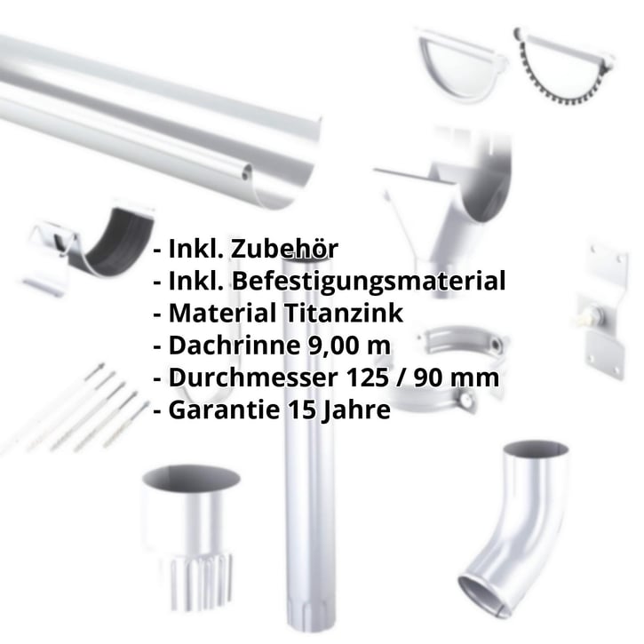 Titanzink Dachrinnen Sparpaket 9 m | Ø 125/90 mm #2
