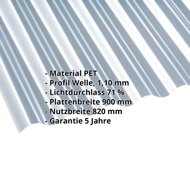 PET Wellplatte | 76/18 | 1,10 mm | Klarbläulich | Blueline | 2000 mm #2