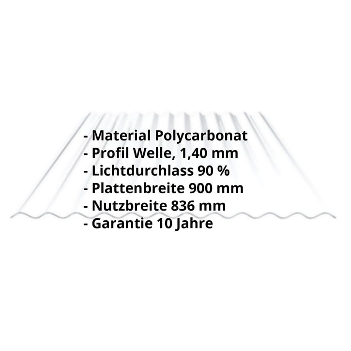 Polycarbonat Wellplatte | 76/18 | 1,40 mm | Klar | 4000 mm #2