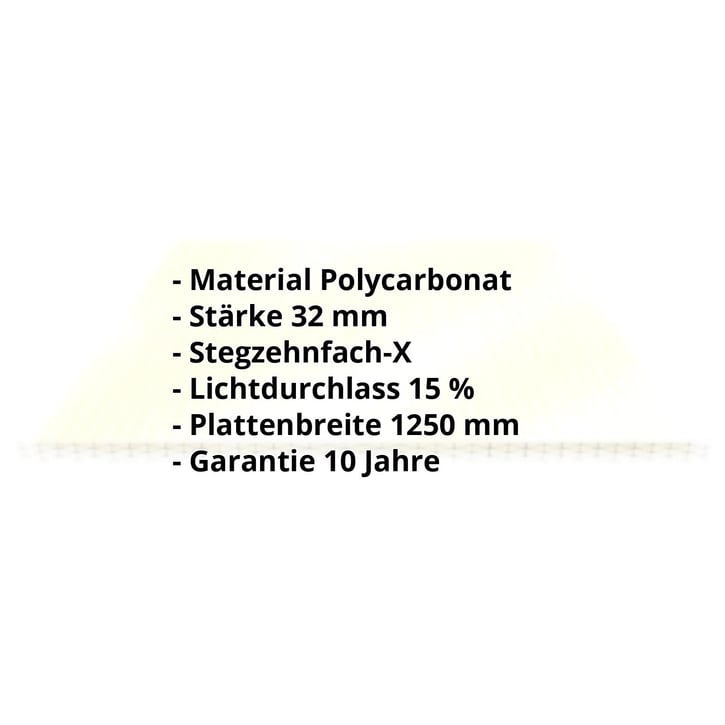Polycarbonat Stegplatte | 32 mm | Breite 1250 mm | Gold-Opal | Ideal für Wintergarten | 5000 mm #2