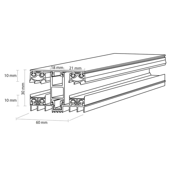 Mendiger | Mittelprofil | 10 mm | Thermo/Thermo | Aluminium | Blank | 2000 mm #3