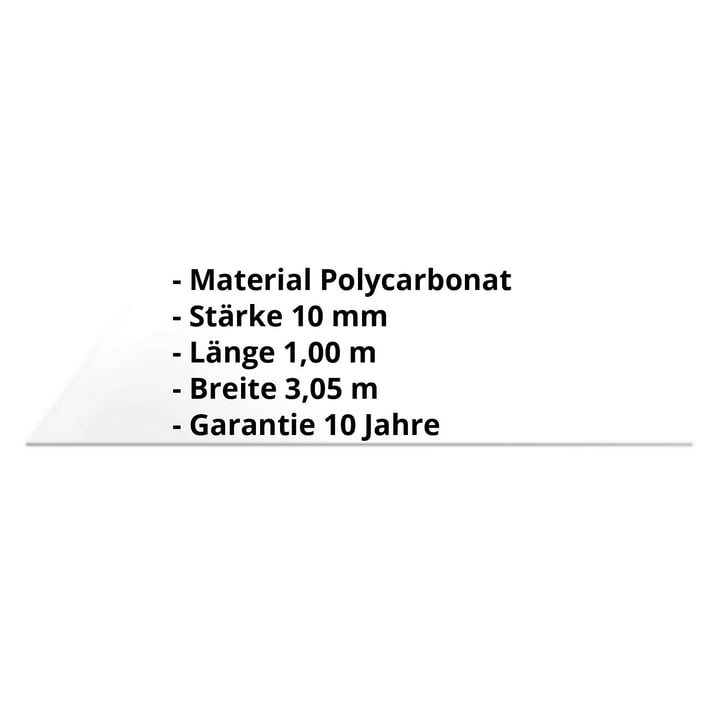 Polycarbonat Massivplatte | 10 mm | Glasklar | 3,05 x 1,00 m #2