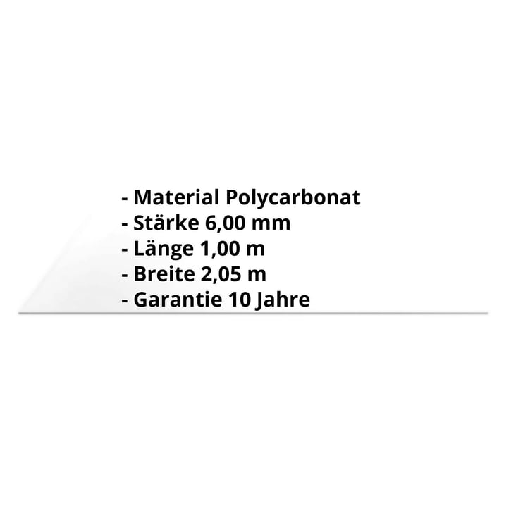 Polycarbonat Massivplatte | 6 mm | Glasklar | 2,05 x 1,00 m #2