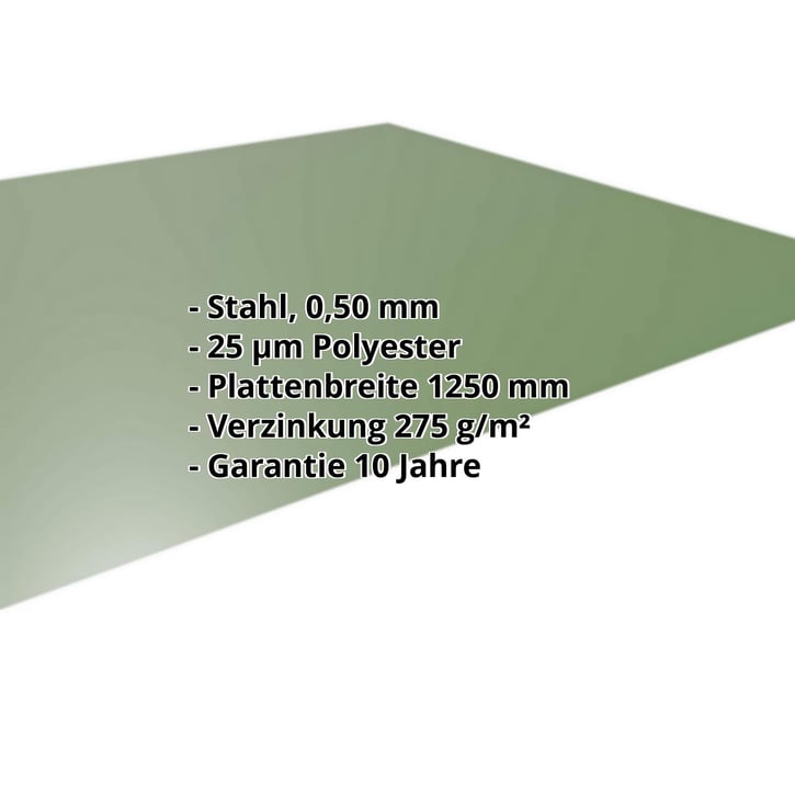 Flachblech | Stahl 0,50 mm | 25 µm Polyester | 6011 - Resedagrün #2