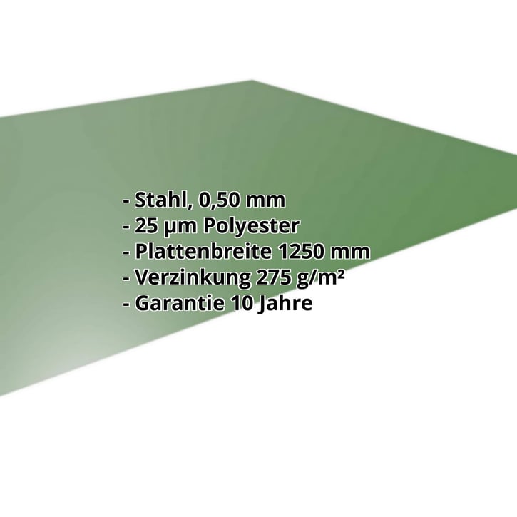 Flachblech | Stahl 0,50 mm | 25 µm Polyester | 6002 - Laubgrün #2