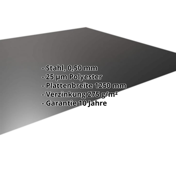 Flachblech | Stahl 0,50 mm | 25 µm Polyester | 9005 - Tiefschwarz #2