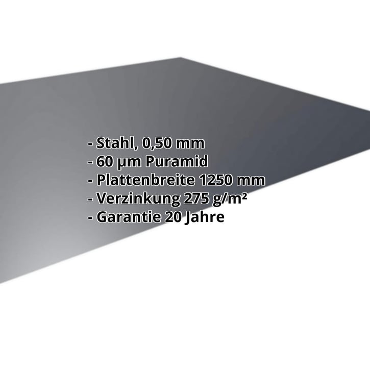 Flachblech | Stahl 0,50 mm | 60 µm Puramid | 7016 - Anthrazitgrau #2