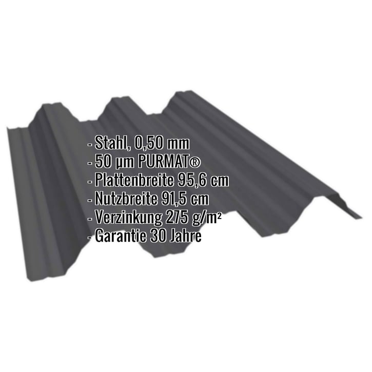Hochprofil T92P | Dach | Stahl 0,50 mm | 50 µm PURMAT® | 033 - Schwarz #2