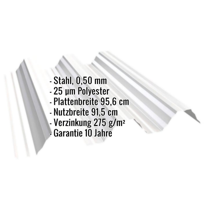 Hochprofil T92P | Dach | Stahl 0,50 mm | 25 µm Polyester | 9010 - Reinweiß #2