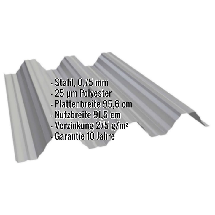 Hochprofil T92P | Dach | Stahl 0,75 mm | 25 µm Polyester | 9007 - Graualuminium #2
