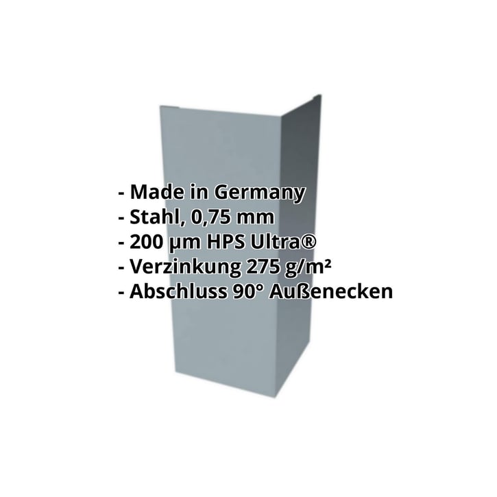 Außenecke | 100 x 100 x 2000 mm | Stahl 0,63 mm | 200 µm HPS Ultra® | 7040 - Fenstergrau #2