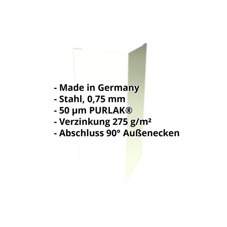 Außenecke | 100 x 100 x 2000 mm | Stahl 0,75 mm | 50 µm PURLAK® | 9002 - Grauweiß #2