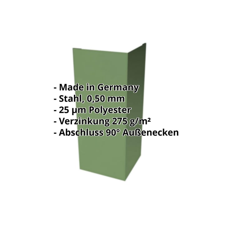 Außenecke | 100 x 100 x 2000 mm | Stahl 0,50 mm | 25 µm Polyester | 6011 - Resedagrün #2