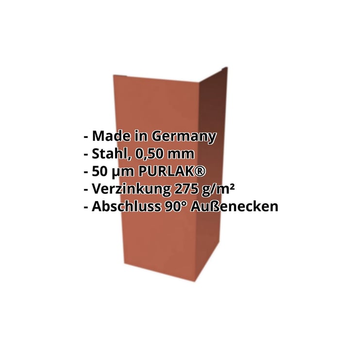 Außenecke | 150 x 150 x 2000 mm | Stahl 0,50 mm | 50 µm PURLAK® | 8004 - Kupferbraun #2