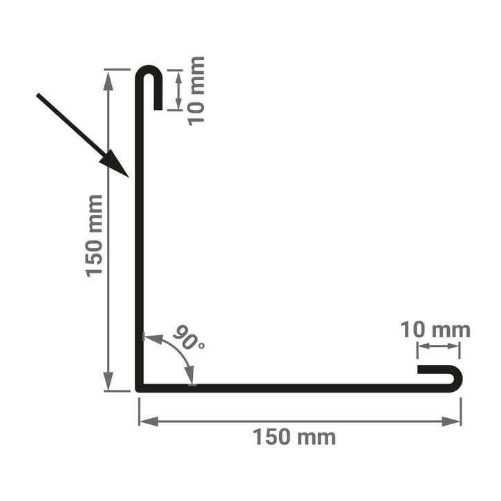 Außenecke | 150 x 150 x 2000 mm | Stahl 0,75 mm | 25 µm Polyester | 9010 - Reinweiß #2