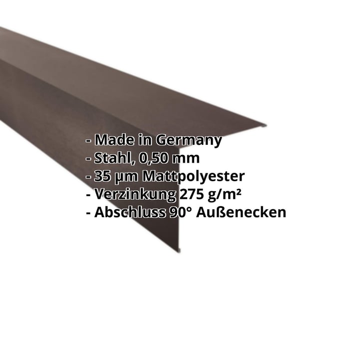 Außenecke | 195 x 195 mm | Stahl 0,50 mm | 35 µm Mattpolyester | 32 - Dunkelbraun #2