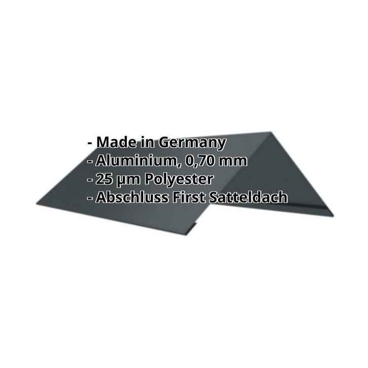Firstblech flach | 145 x 145 x 2000 mm | 140° | Aluminium 0,70 mm | 25 µm Polyester | 7016 - Anthrazitgrau #2