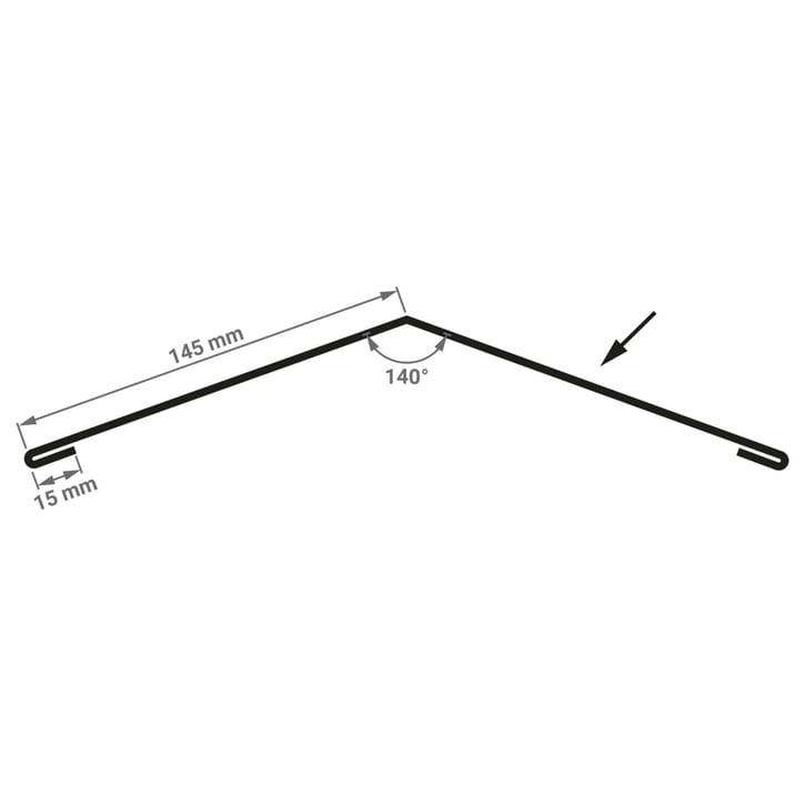 Firstblech flach | 145 x 145 x 2000 mm | 140° | Stahl 0,63 mm | 200 µm HPS Ultra® | 7040 - Fenstergrau #3