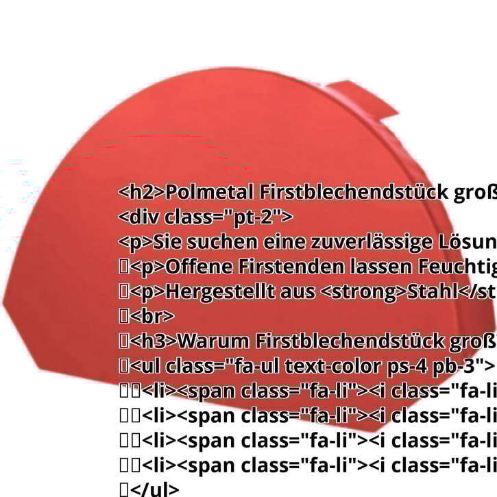 Firstblechendstück groß | Stahl 0,50 mm | 25 µm Polyester | 3016 - Korallenrot #2