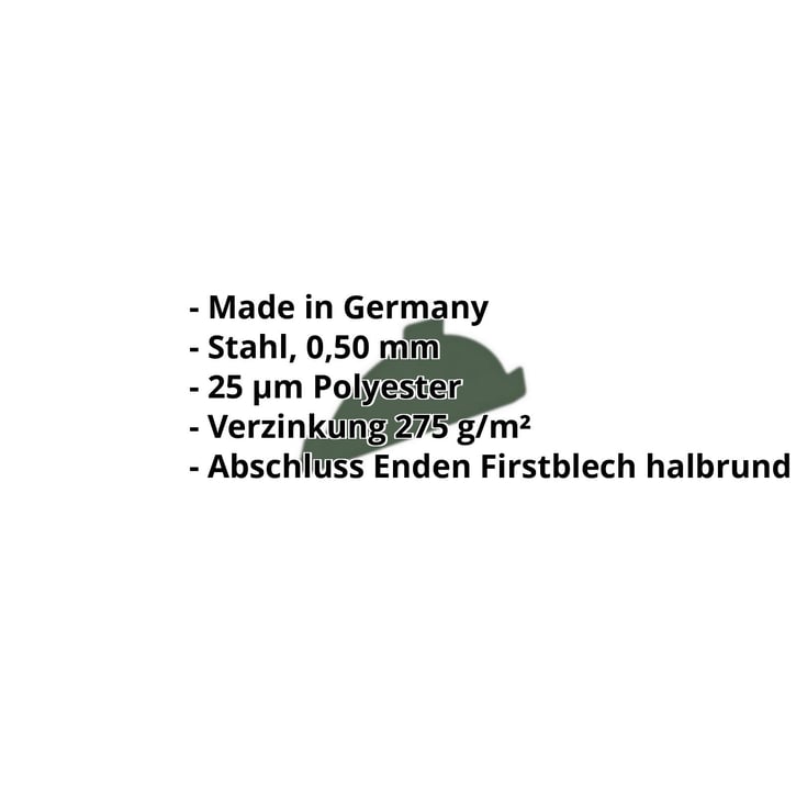 Firstblechendstück | Stahl 0,50 mm | 25 µm Polyester | 6020 - Chromoxidgrün #2