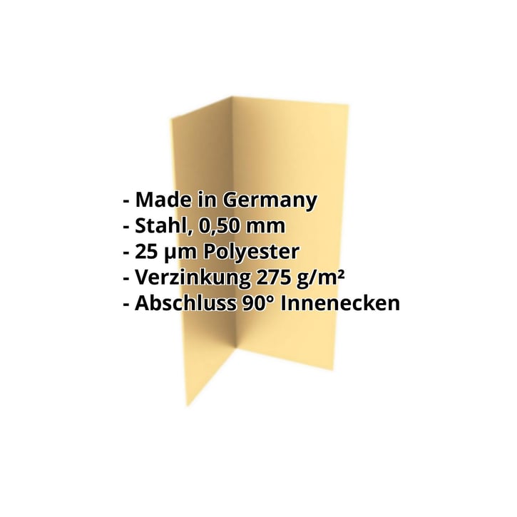 Innenecke | 100 x 100 x 2000 mm | Stahl 0,50 mm | 25 µm Polyester | 1002 - Sandgelb #2