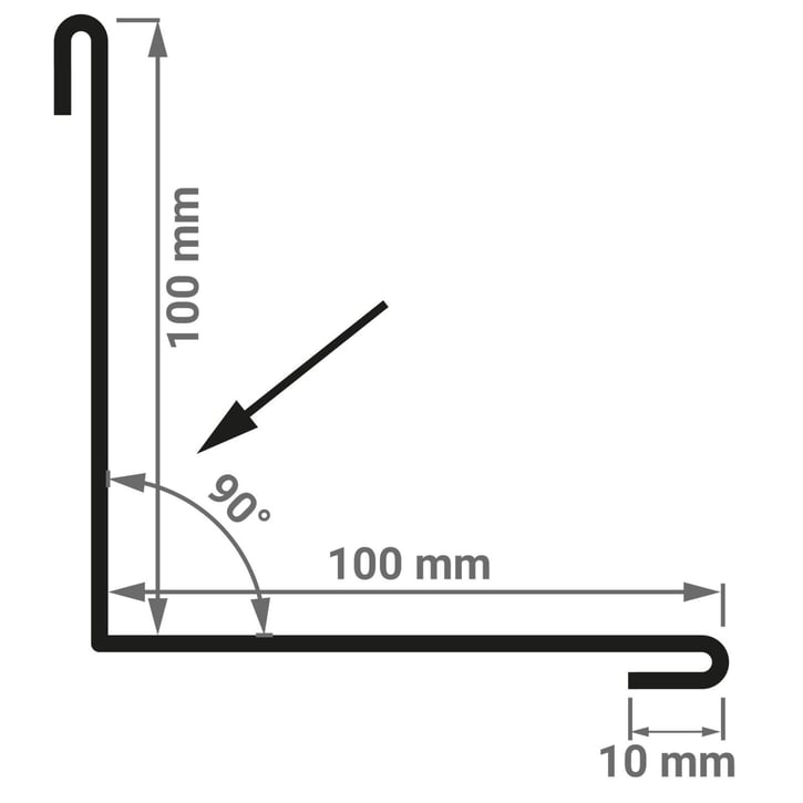Innenecke | 100 x 100 x 2000 mm | Stahl 0,75 mm | 25 µm Polyester | 9010 - Reinweiß #2