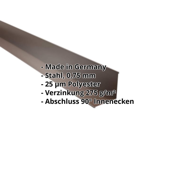 Innenecke | 115 x 115 x 2000 mm | Stahl 0,75 mm | 25 µm Polyester | 8011 - Nussbraun #2