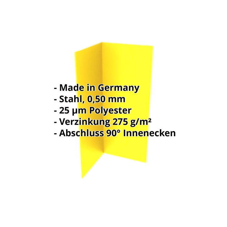Innenecke | 150 x 150 x 2000 mm | Stahl 0,50 mm | 25 µm Polyester | 1021 - Rapsgelb #2