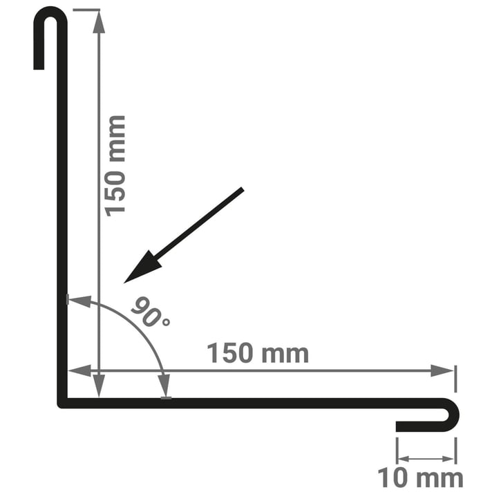 Innenecke | 150 x 150 x 2000 mm | Stahl 0,75 mm | 25 µm Polyester | 9010 - Reinweiß #2