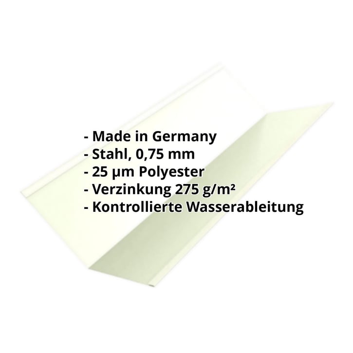 Kehlblech | 195 x 195 x 2000 mm | Stahl 0,75 mm | 25 µm Polyester | 9002 - Grauweiß #2
