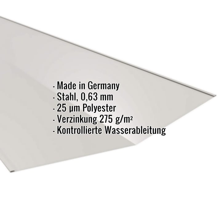 Kehlblech | 49 cm x 49 cm x 2,00 m | Stahl 0,63 mm | 25 µm Polyester | 9006 - Weißaluminium #2
