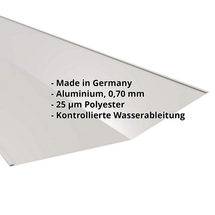 Kehlblech | 490 x 490 mm | Aluminium 0,70 mm | 25 µm Polyester | 9006 - Weißaluminium #2
