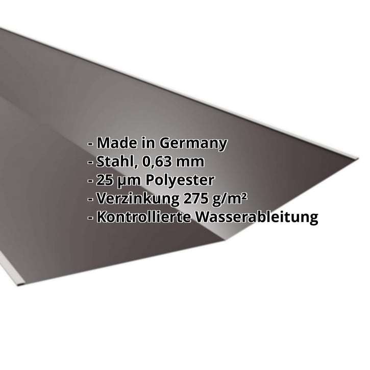 Kehlblech | 490 x 490 x 2000 mm | Stahl 0,63 mm | 25 µm Polyester | 8017 - Schokoladenbraun #2