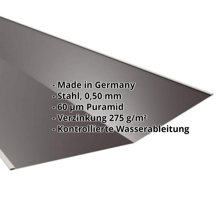 Kehlblech | 490 x 490 x 2000 mm | Stahl 0,50 mm | 60 µm Puramid | 8017 - Schokoladenbraun #2