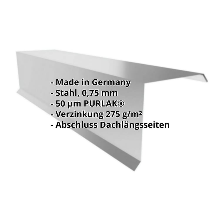 Ortgangwinkel | 110 x 100 x 2000 mm | Stahl 0,75 mm | 50 µm PURLAK® | 9006 - Weißaluminium #2