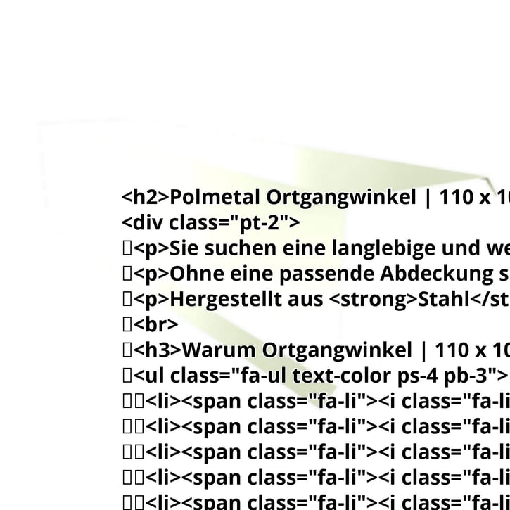 Ortgangwinkel | 110 x 100 x 2000 mm | Stahl 0,50 mm | 25 µm Polyester | 9002 - Grauweiß #2