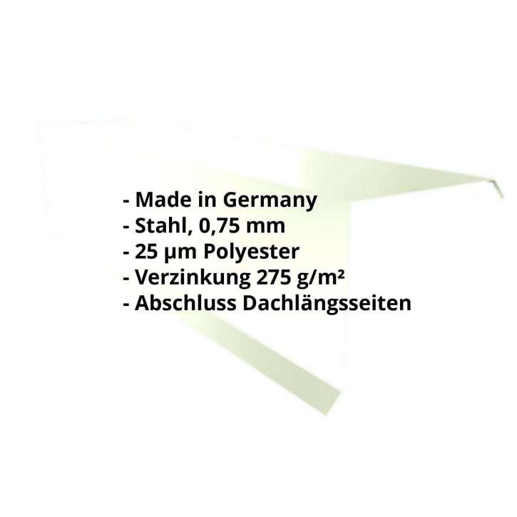 Ortgangwinkel | 110 x 100 x 2000 mm | Stahl 0,75 mm | 25 µm Polyester | 9002 - Grauweiß #2