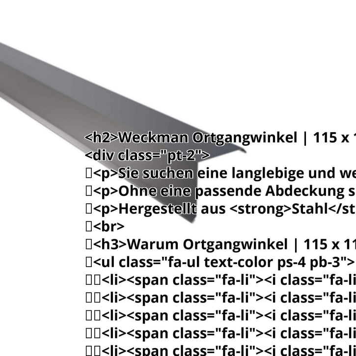 Ortgangwinkel | 115 x 115 mm | Stahl 0,75 mm | 25 µm Polyester | 7016 - Anthrazitgrau #2