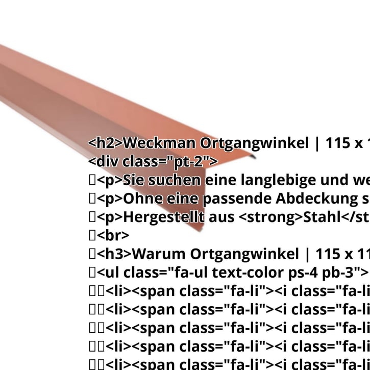 Ortgangwinkel | 115 x 115 mm | Stahl 0,75 mm | 25 µm Polyester | 8004 - Kupferbraun #2