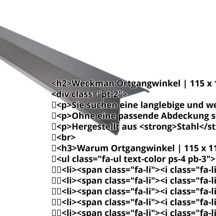 Ortgangwinkel | 115 x 115 mm | Stahl 0,50 mm | 60 µm Puramid | 7016 - Anthrazitgrau #2