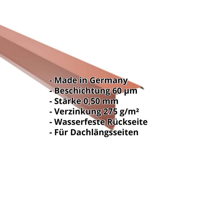 Ortgangwinkel | 115 x 115 mm | Stahl 0,50 mm | 60 µm Puramid | 8004 - Kupferbraun #2