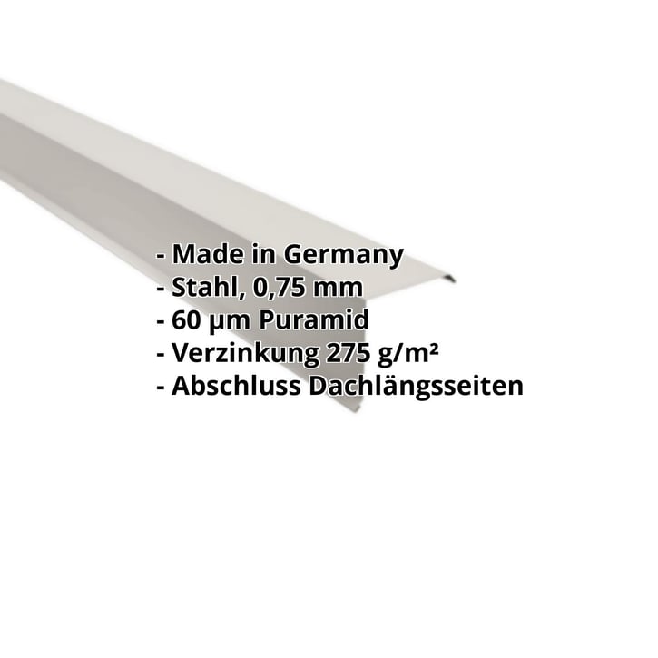 Ortgangwinkel | 115 x 115 mm | Stahl 0,75 mm | 60 µm Puramid | 9002 - Grauweiß #2