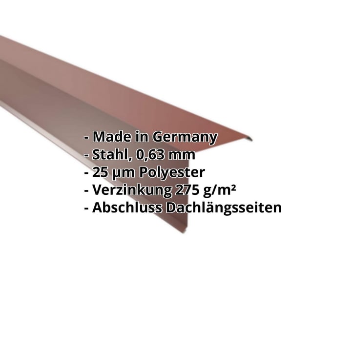 Ortgangwinkel | 150 x 150 mm Stahl 0,63 mm | 25 µm Polyester | 8012 - Rotbraun Ortgangwinkel | 150 x 150 mm | Stahl 0,63 mm | 25 µm Polyester | 8012 - Rotbraun #2
