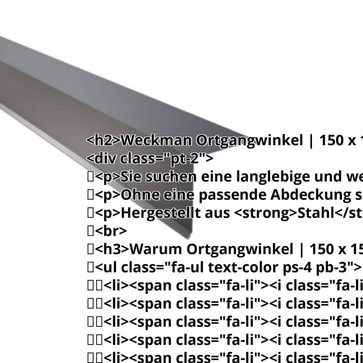 Ortgangwinkel | 150 x 150 mm | Stahl 0,50 mm | 60 µm Puramid | 7016 - Anthrazitgrau #2