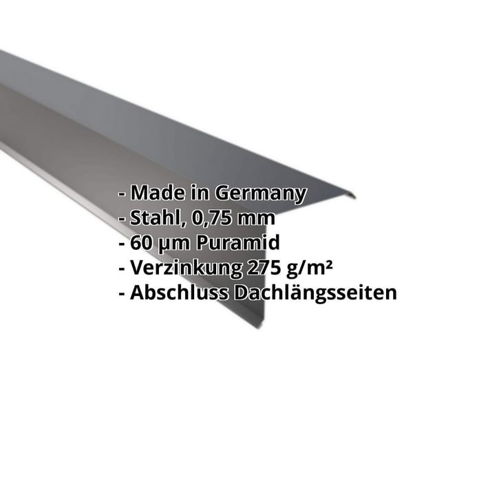 Ortgangwinkel | 150 x 150 mm | Stahl 0,75 mm | 60 µm Puramid | 7016 - Anthrazitgrau #2