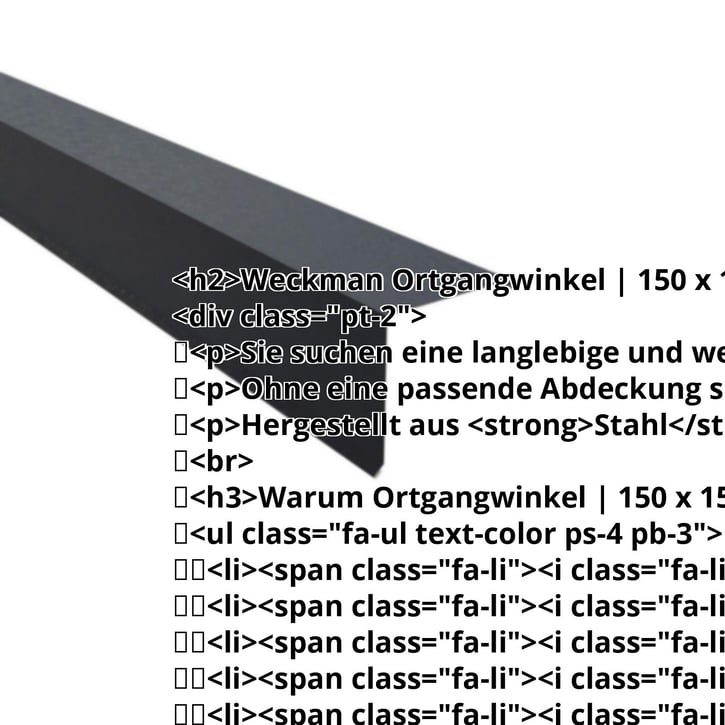 Ortgangwinkel | 150 x 150 mm | Stahl 0,50 mm | 80 µm Shimoco | 7016 - Anthrazitgrau #2