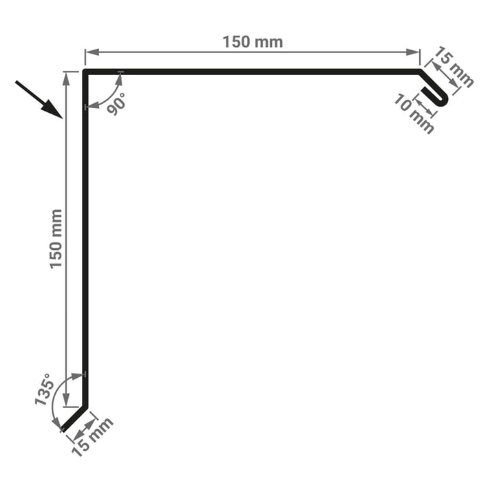 Ortgangwinkel | 150 x 150 x 2000 mm | Stahl 0,50 mm | 50 µm PURMAT® | 033 - Schwarz #3