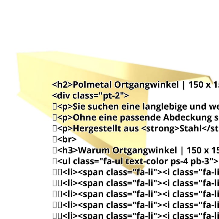 Ortgangwinkel | 150 x 150 x 2000 mm | Stahl 0,50 mm | 25 µm Polyester | 1015 - Hellelfenbein #2