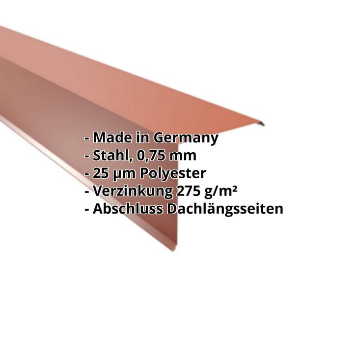 Ortgangwinkel | 200 x 200 mm | Stahl 0,75 mm | 25 µm Polyester | 8004 - Kupferbraun #2